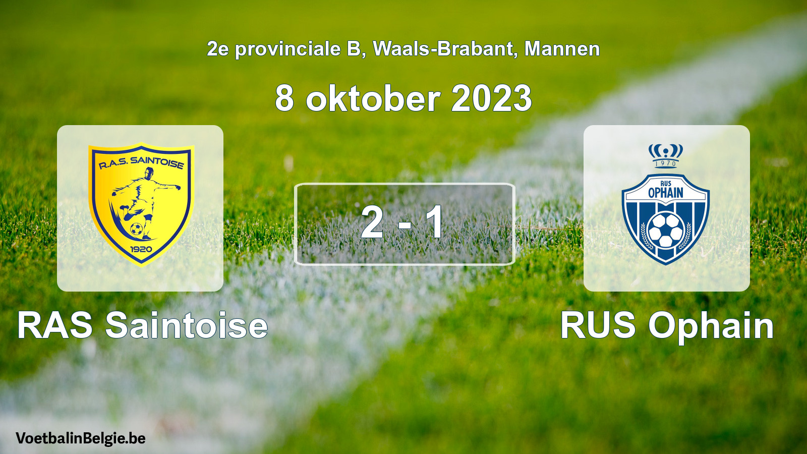 Gespeelde wedstrijd mannenvoetbal: RAS Saintoise - RUS Ophain 2 - 1 (8 oktober 2023)
