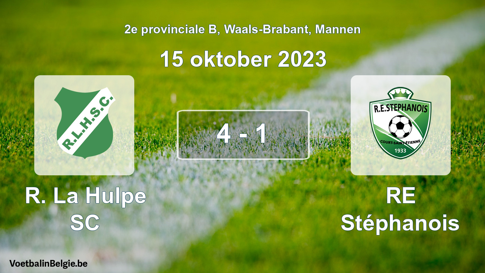 Gespeelde wedstrijd mannenvoetbal: R. La Hulpe SC - RE Stéphanois 4 - 1 (15 oktober 2023)