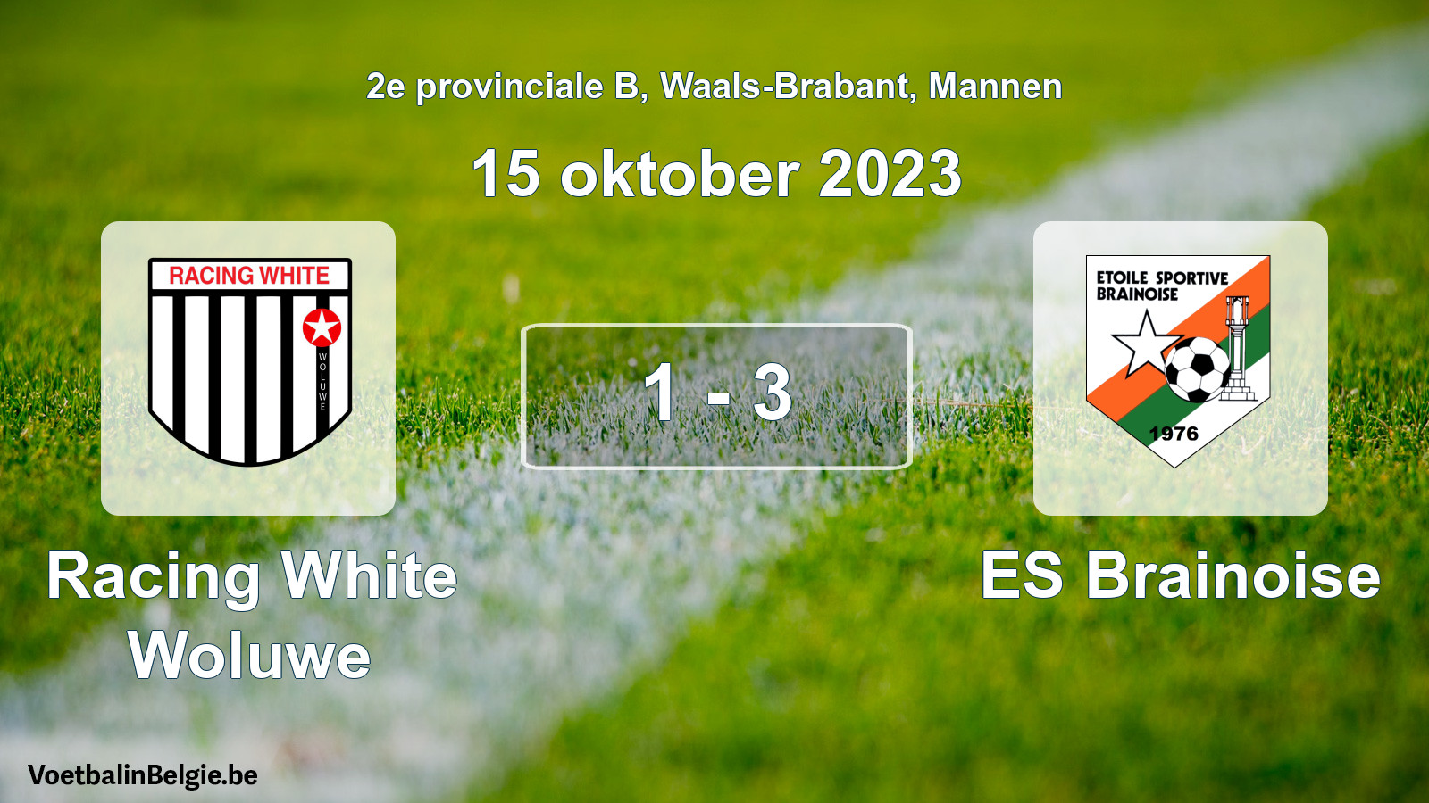 Gespeelde wedstrijd mannenvoetbal: Racing White Woluwe - ES Brainoise 1 - 3 (15 oktober 2023)