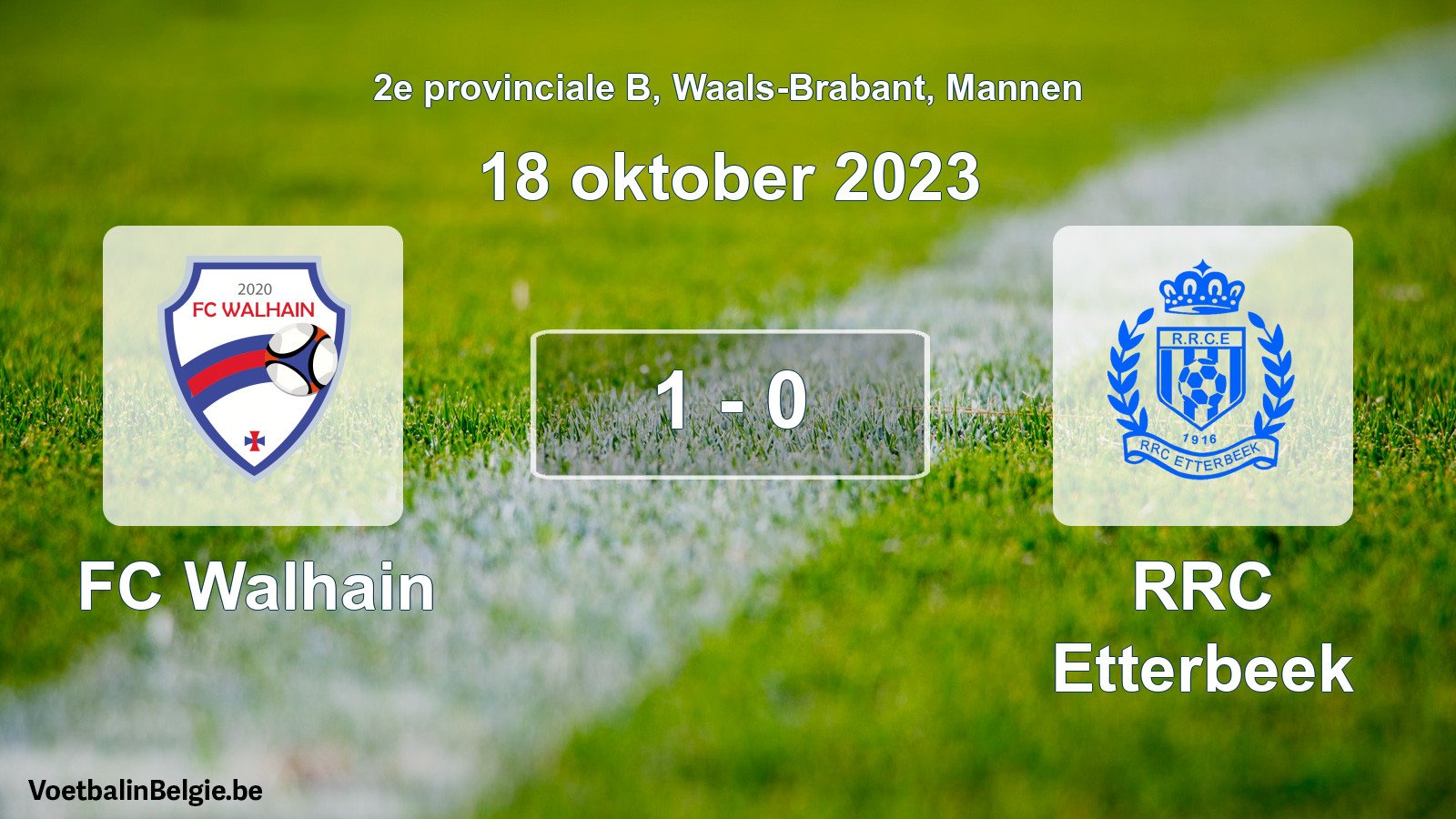 Gespeelde wedstrijd mannenvoetbal: FC Walhain - RRC Etterbeek 1 - 0 (18 oktober 2023)