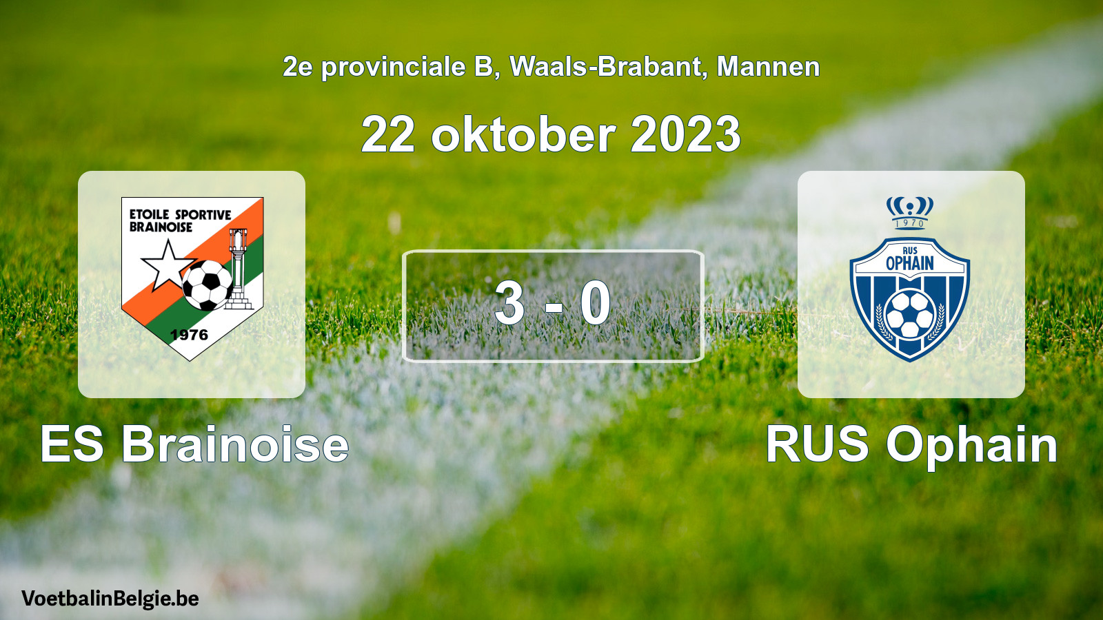 Gespeelde wedstrijd mannenvoetbal: ES Brainoise - RUS Ophain 3 - 0 (22 oktober 2023)