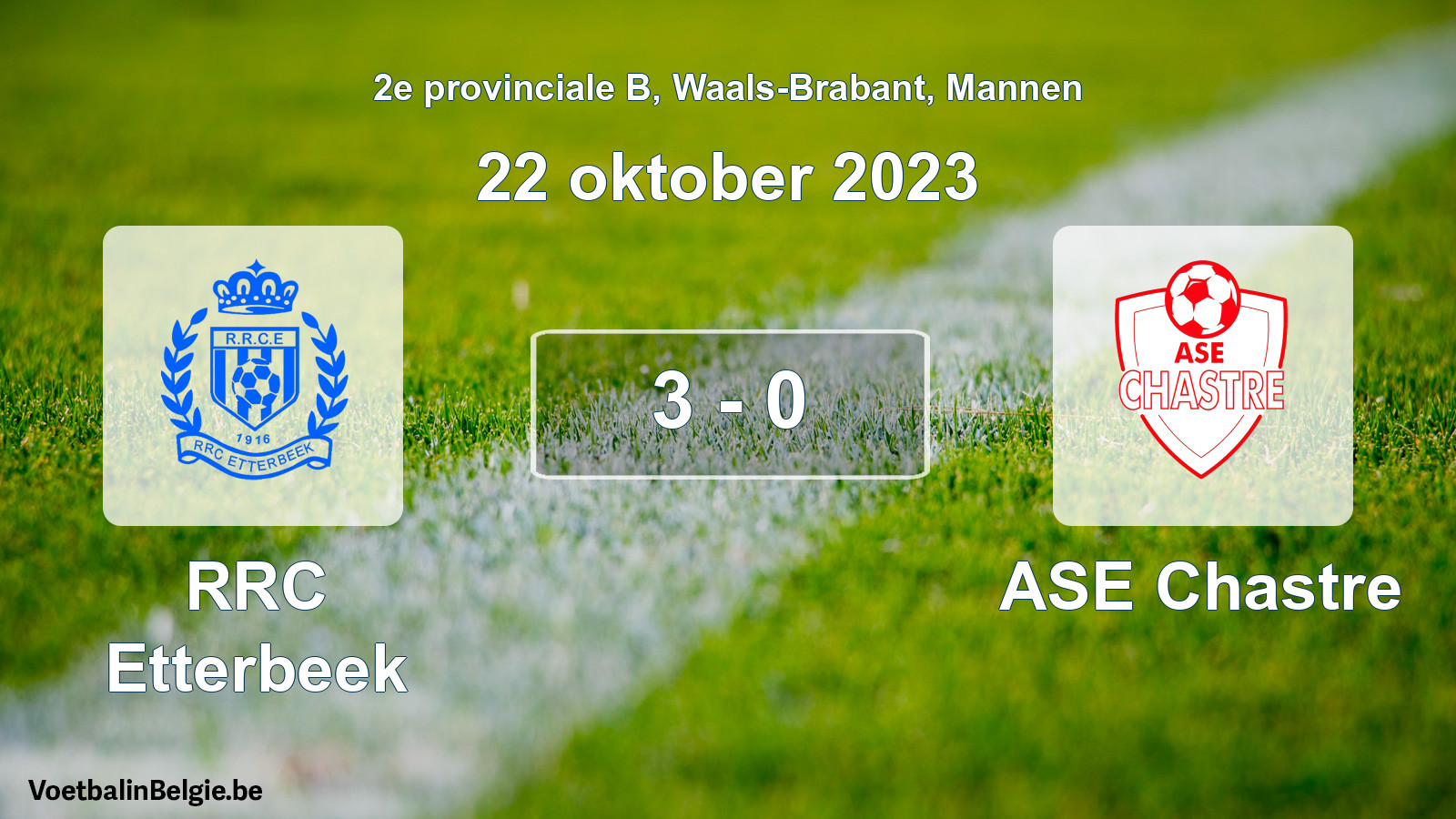 Gespeelde wedstrijd mannenvoetbal: RRC Etterbeek - ASE Chastre 3 - 0 (22 oktober 2023)