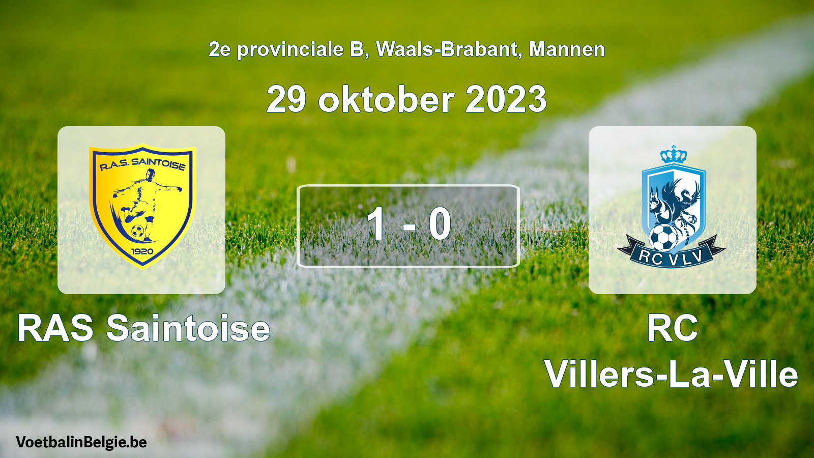 Gespeelde wedstrijd mannenvoetbal: RAS Saintoise - RC Villers-La-Ville 1 - 0 (29 oktober 2023)