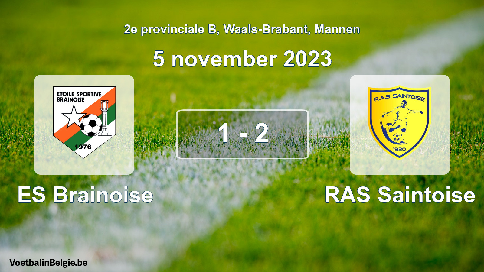 Gespeelde wedstrijd mannenvoetbal: ES Brainoise - RAS Saintoise 1 - 2 (5 november 2023)
