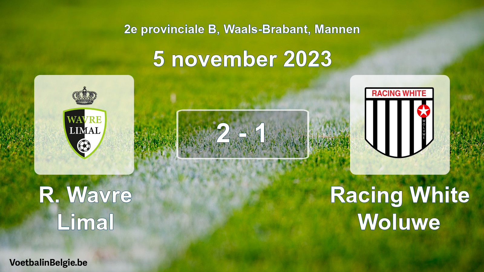 Gespeelde wedstrijd mannenvoetbal: R. Wavre Limal - Racing White Woluwe 2 - 1 (5 november 2023)