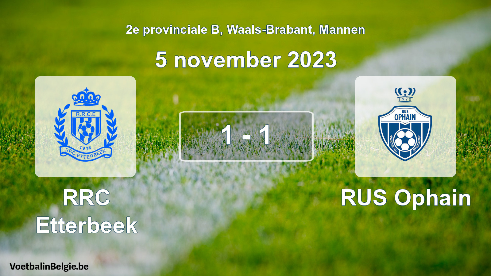 Gespeelde wedstrijd mannenvoetbal: RRC Etterbeek - RUS Ophain 1 - 1 (5 november 2023)