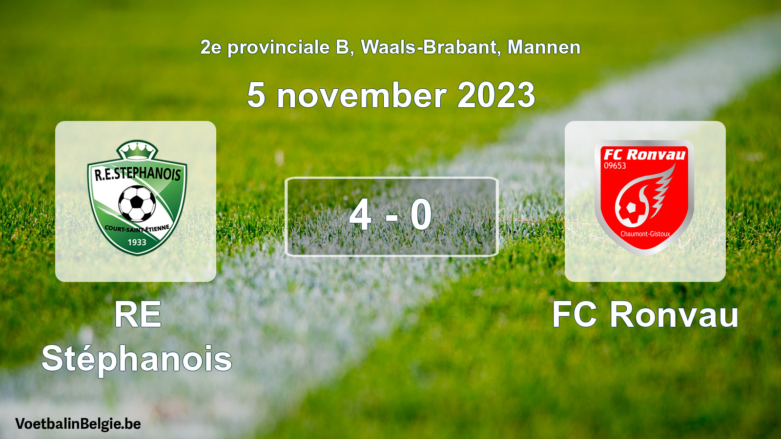 Gespeelde wedstrijd mannenvoetbal: RE Stéphanois - FC Ronvau 4 - 0 (5 november 2023)