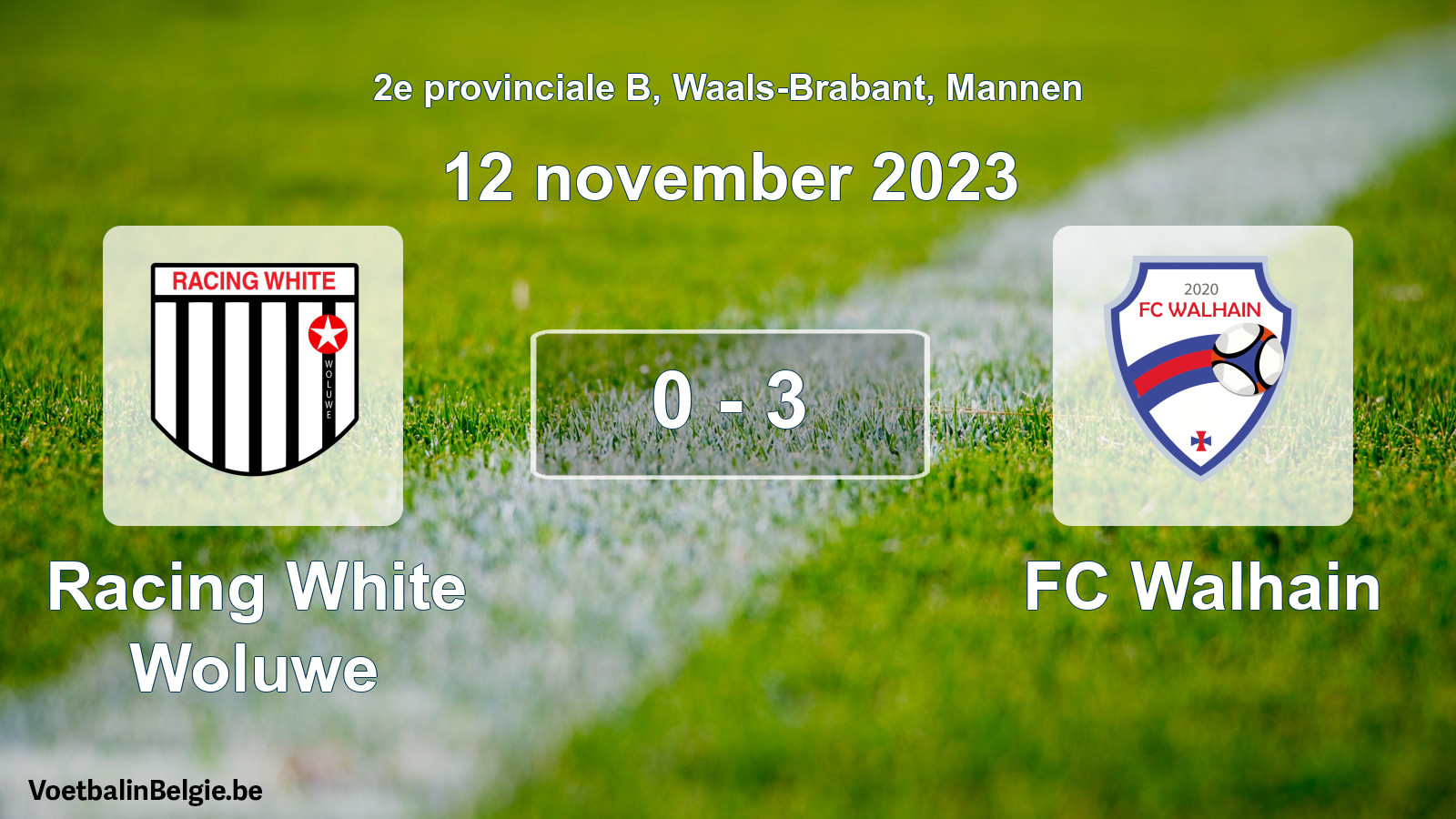 Gespeelde wedstrijd mannenvoetbal: Racing White Woluwe - FC Walhain 0 - 3 (12 november 2023)