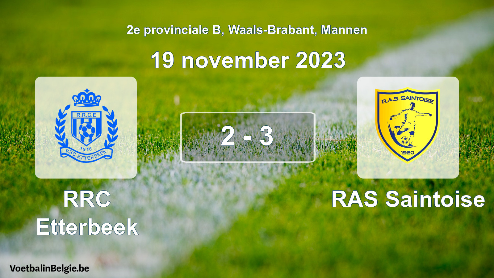 Gespeelde wedstrijd mannenvoetbal: RRC Etterbeek - RAS Saintoise 2 - 3 (19 november 2023)