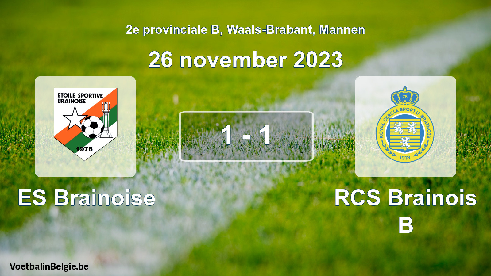 Gespeelde wedstrijd mannenvoetbal: ES Brainoise - RCS Brainois B 1 - 1 (26 november 2023)