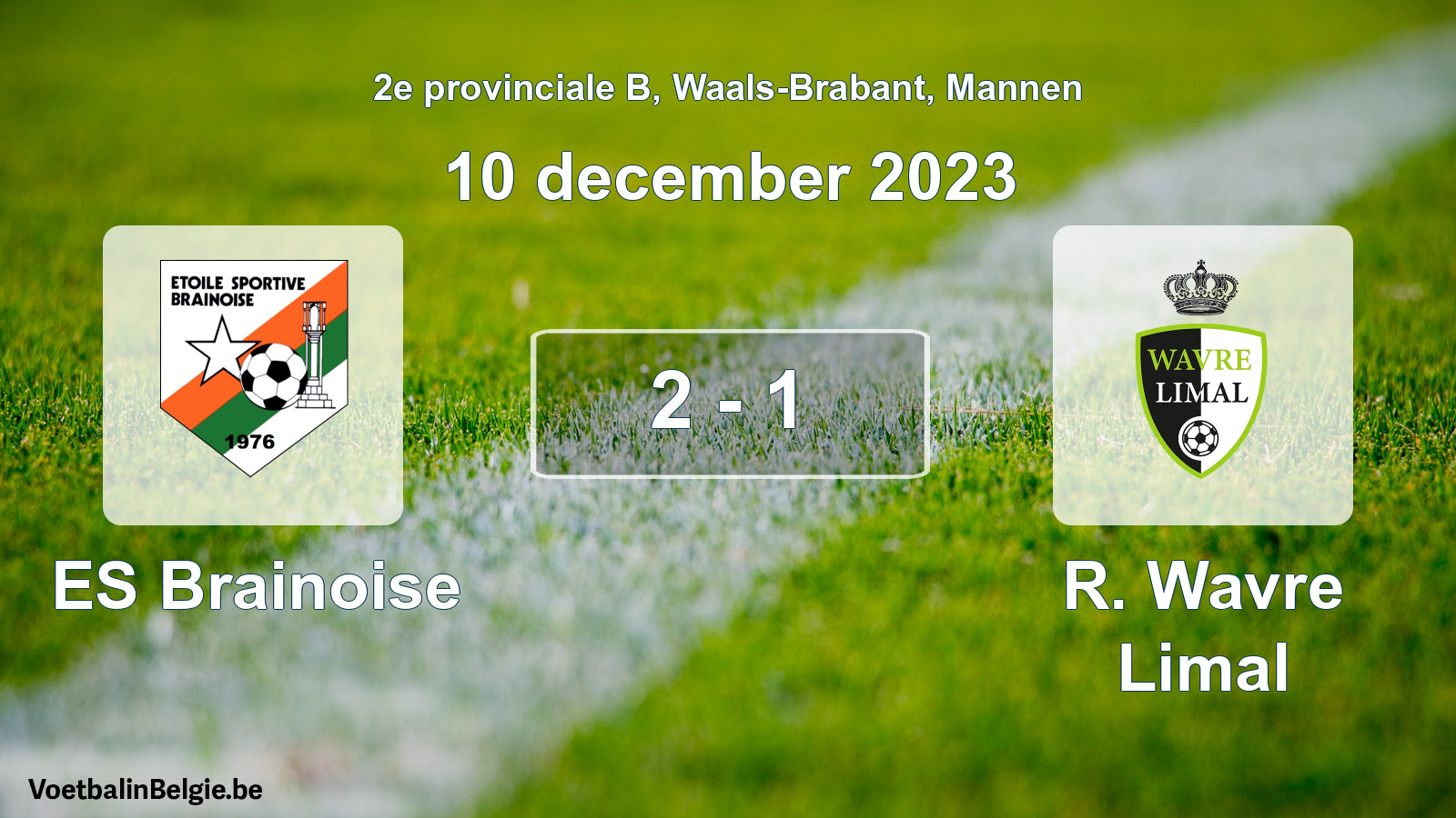 Gespeelde wedstrijd mannenvoetbal: ES Brainoise - R. Wavre Limal 2 - 1 (10 december 2023)
