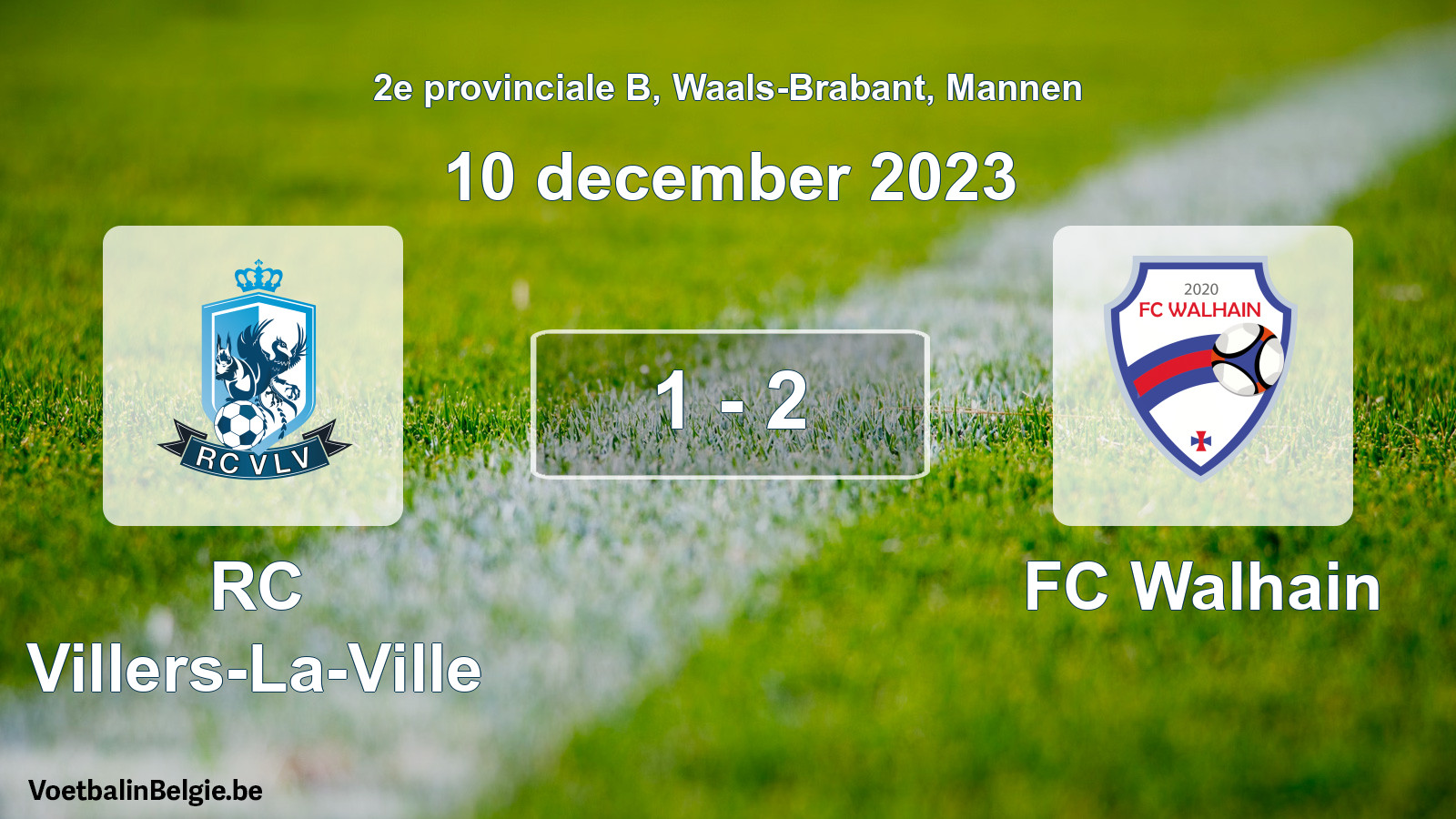 Gespeelde wedstrijd mannenvoetbal: RC Villers-La-Ville - FC Walhain 1 - 2 (10 december 2023)