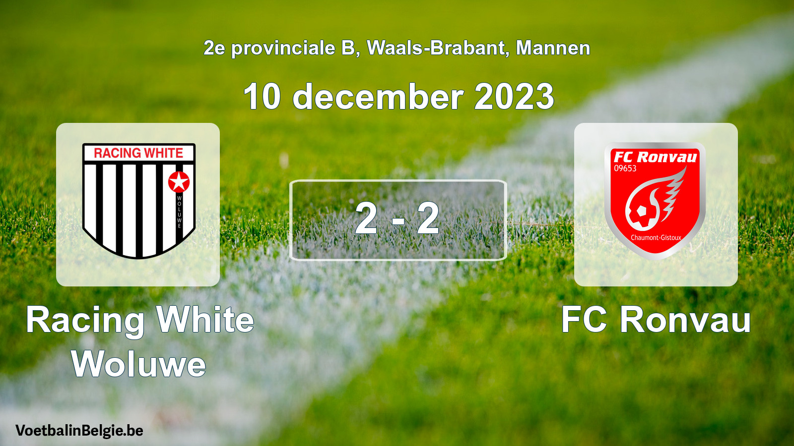 Gespeelde wedstrijd mannenvoetbal: Racing White Woluwe - FC Ronvau 2 - 2 (10 december 2023)