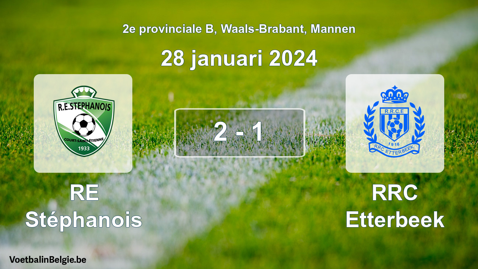 Gespeelde wedstrijd mannenvoetbal: RE Stéphanois - RRC Etterbeek 2 - 1 (28 januari 2024)