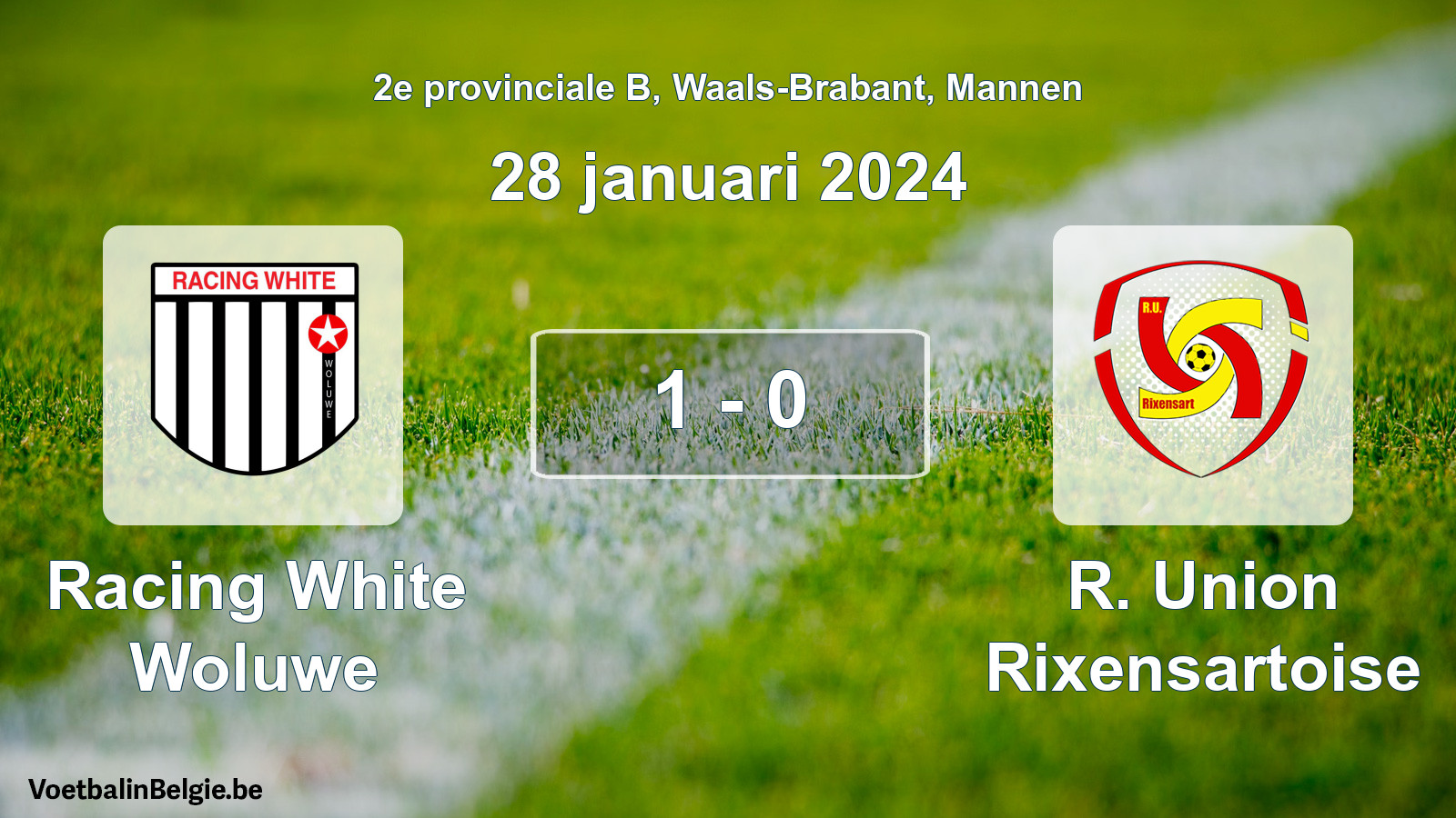 Gespeelde wedstrijd mannenvoetbal: Racing White Woluwe - R. Union Rixensartoise 1 - 0 (28 januari 2024)