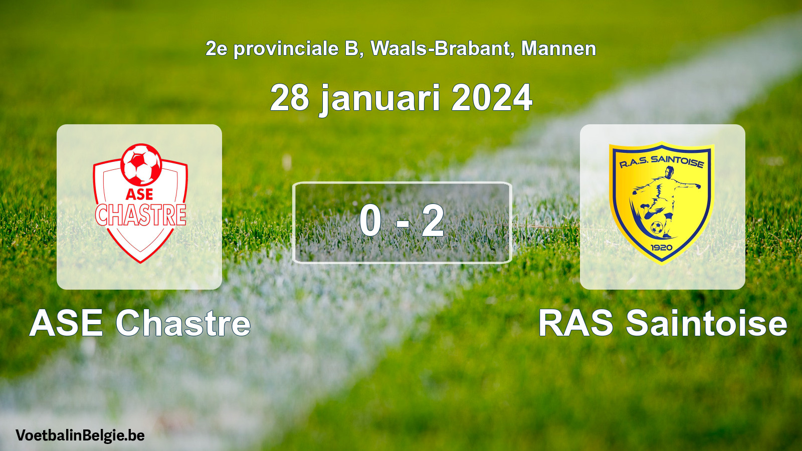 Gespeelde wedstrijd mannenvoetbal: ASE Chastre - RAS Saintoise 0 - 2 (28 januari 2024)