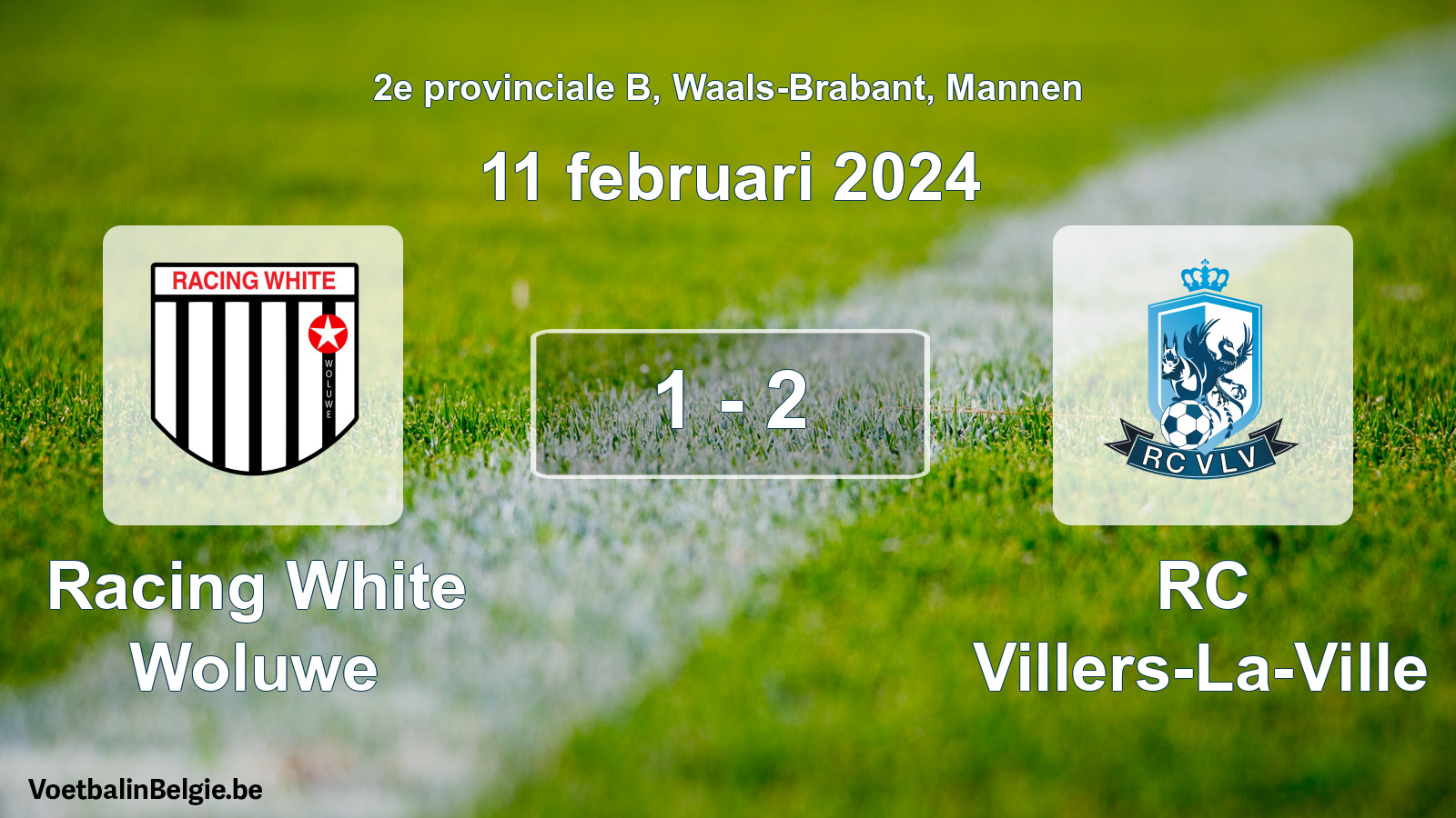 Gespeelde wedstrijd mannenvoetbal: Racing White Woluwe - RC Villers-La-Ville 1 - 2 (11 februari 2024)