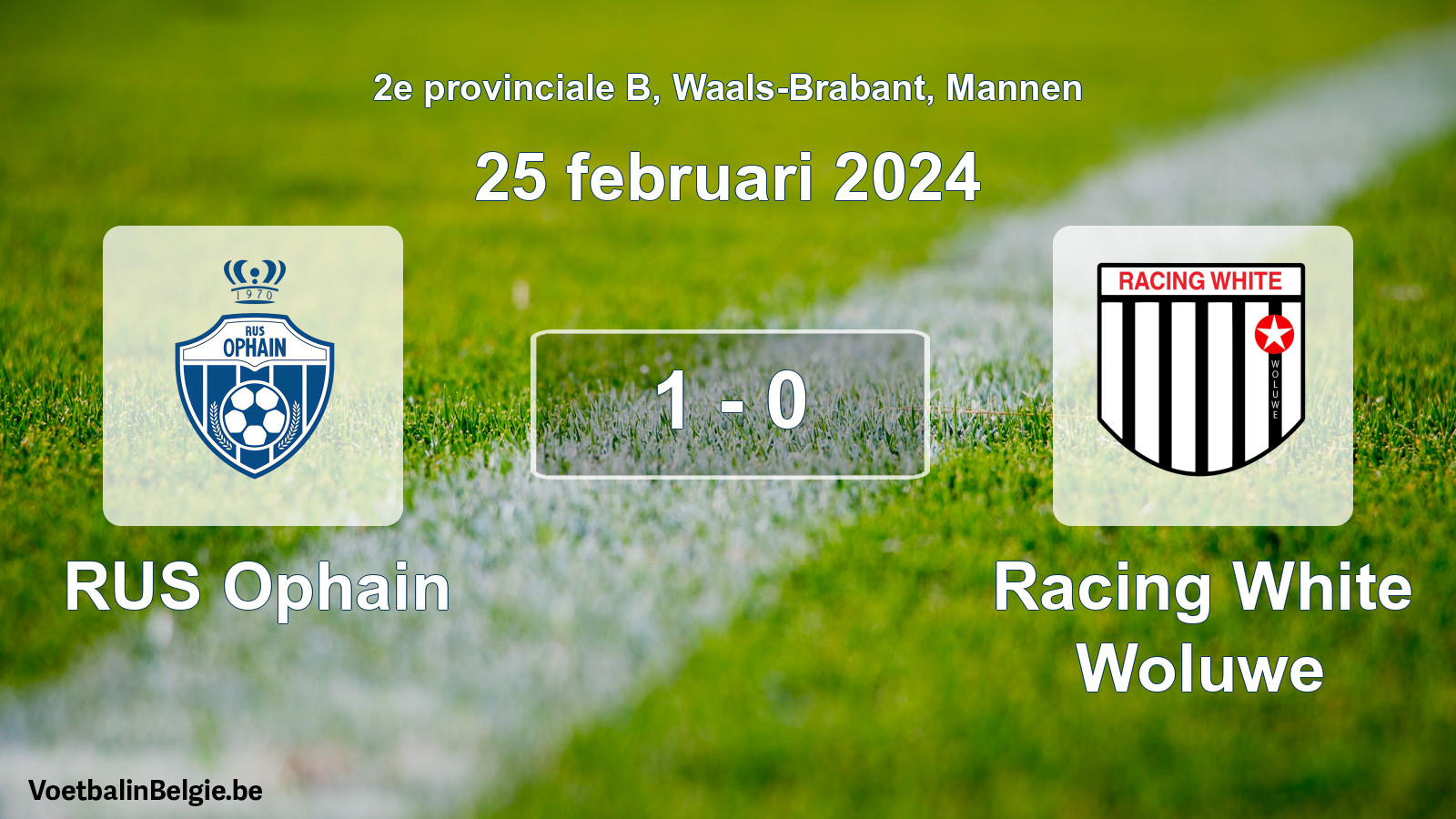 Gespeelde wedstrijd mannenvoetbal: RUS Ophain - Racing White Woluwe 1 - 0 (25 februari 2024)