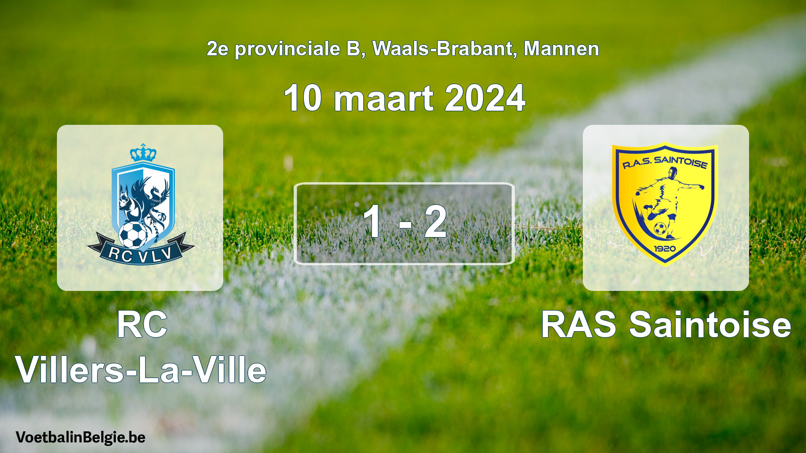 Gespeelde wedstrijd mannenvoetbal: RC Villers-La-Ville - RAS Saintoise 1 - 2 (10 maart 2024)