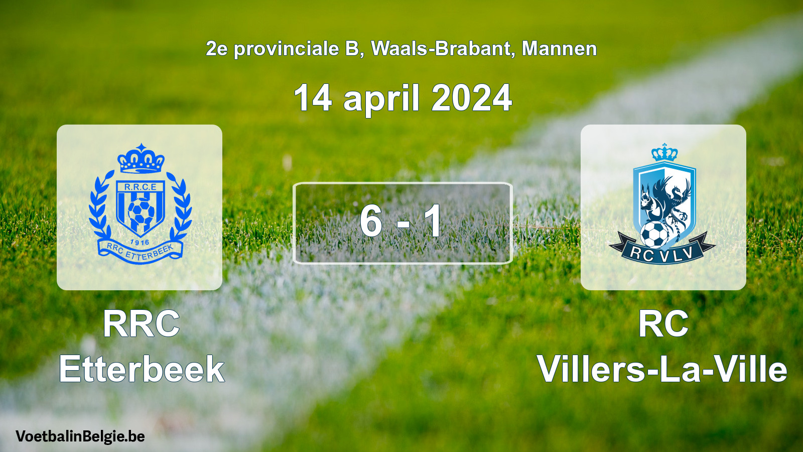 Gespeelde wedstrijd mannenvoetbal: RRC Etterbeek - RC Villers-La-Ville 6 - 1 (14 april 2024)