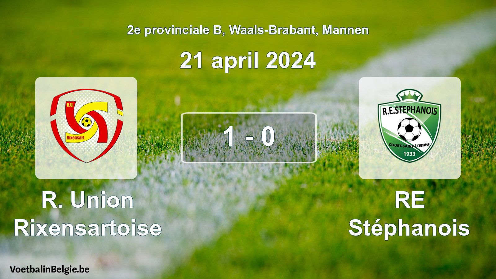Gespeelde wedstrijd mannenvoetbal: R. Union Rixensartoise - RE Stéphanois 1 - 0 (21 april 2024)