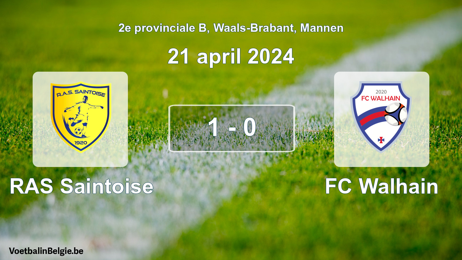 Played match men football: RAS Saintoise - FC Walhain 1 - 0 (21 April 2024)