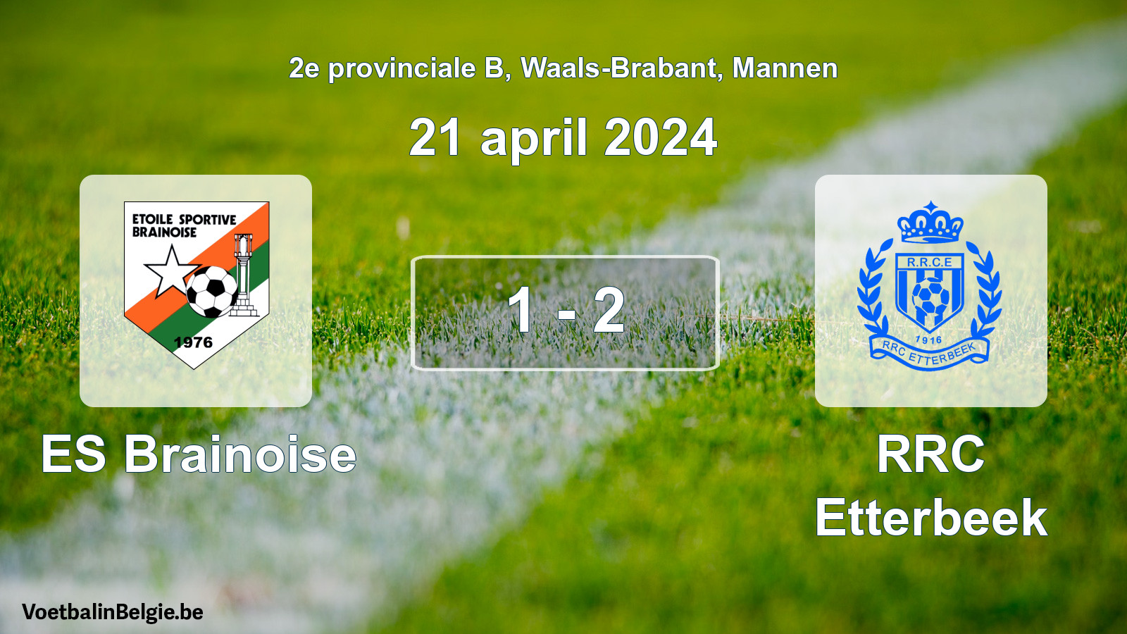 Gespeelde wedstrijd mannenvoetbal: ES Brainoise - RRC Etterbeek 1 - 2 (21 april 2024)