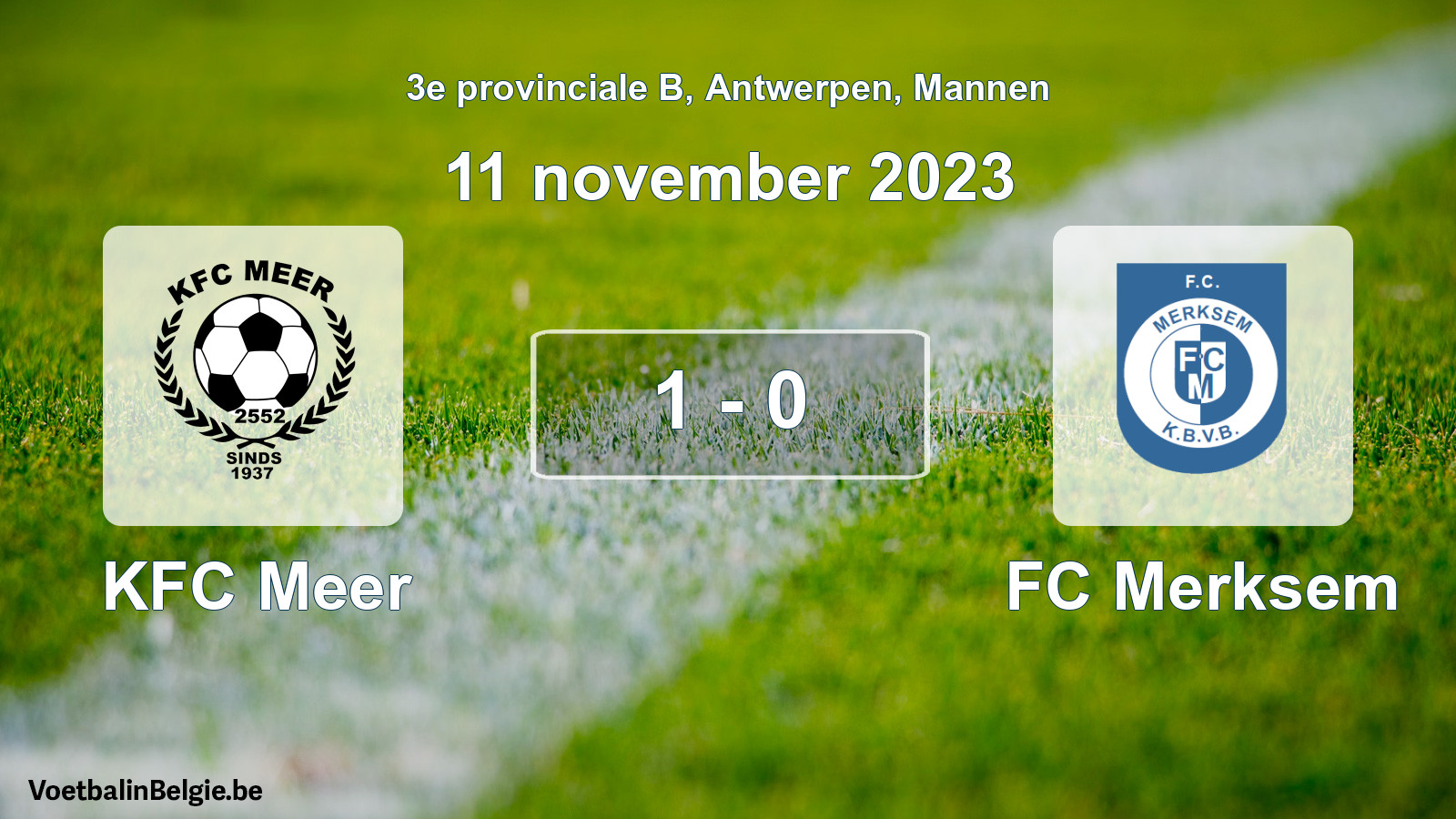 Gespeelde wedstrijd mannenvoetbal: KFC Meer - FC Merksem 1 - 0 (11 november 2023)