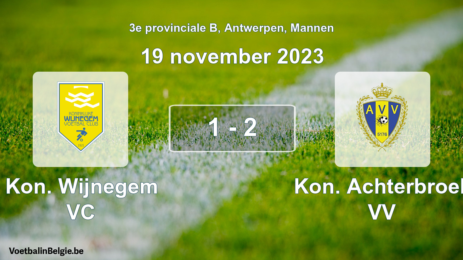 Gespeelde wedstrijd mannenvoetbal: Kon. Wijnegem VC - Kon. Achterbroek VV 1 - 2 (19 november 2023)