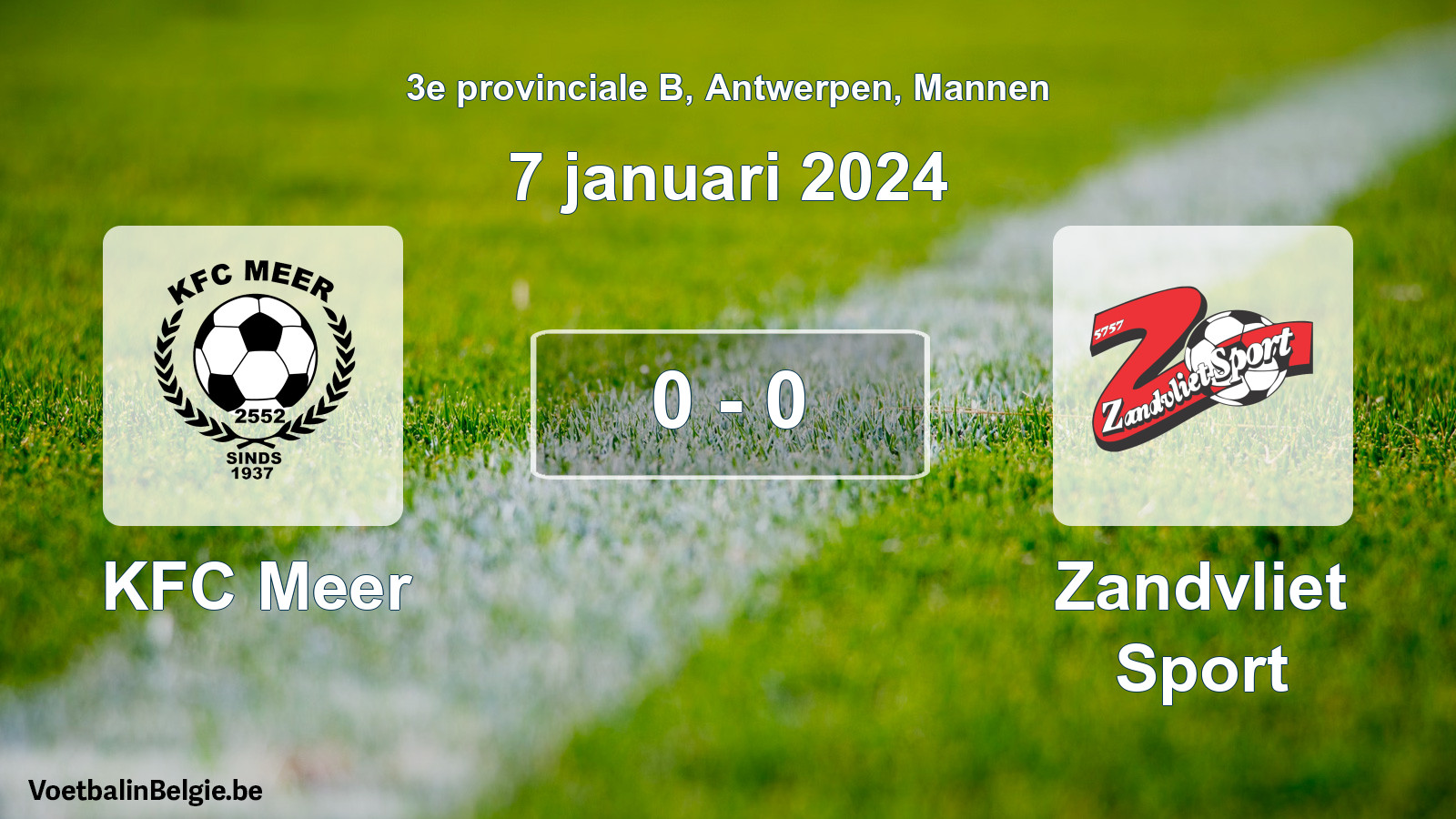 Gespeelde wedstrijd mannenvoetbal: KFC Meer - Zandvliet Sport 0 - 0 (7 januari 2024)