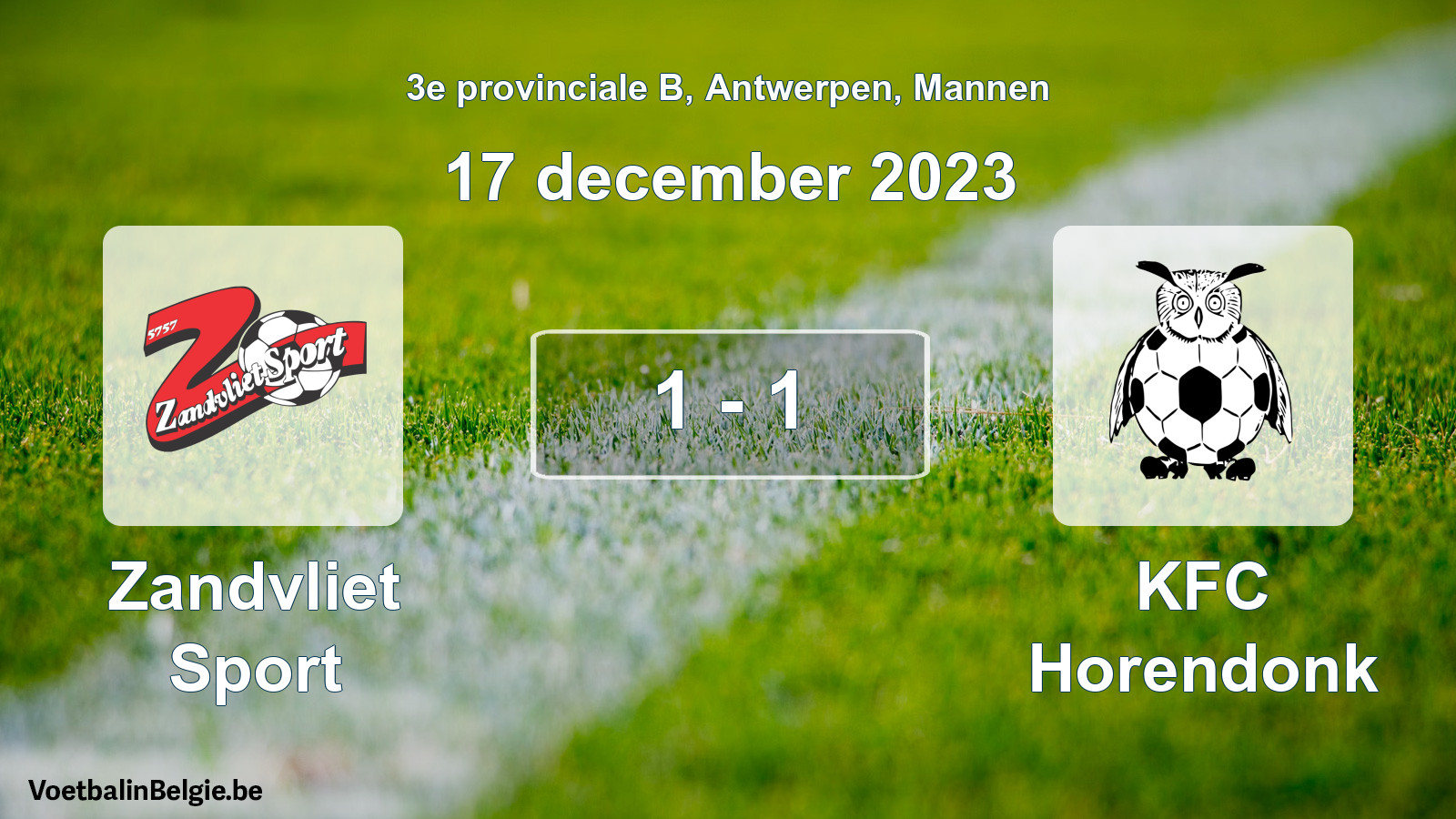 Gespeelde wedstrijd mannenvoetbal: Zandvliet Sport - KFC Horendonk 1 - 1 (17 december 2023)