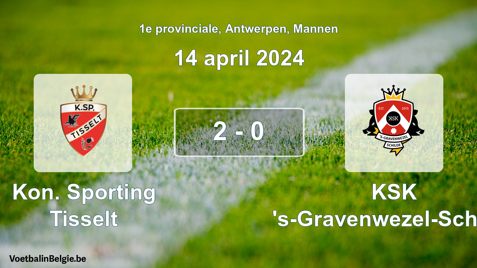 Played match men football: Kon. Sporting Tisselt - KSK 's-Gravenwezel-Schilde 2 - 0 (14 April 2024)