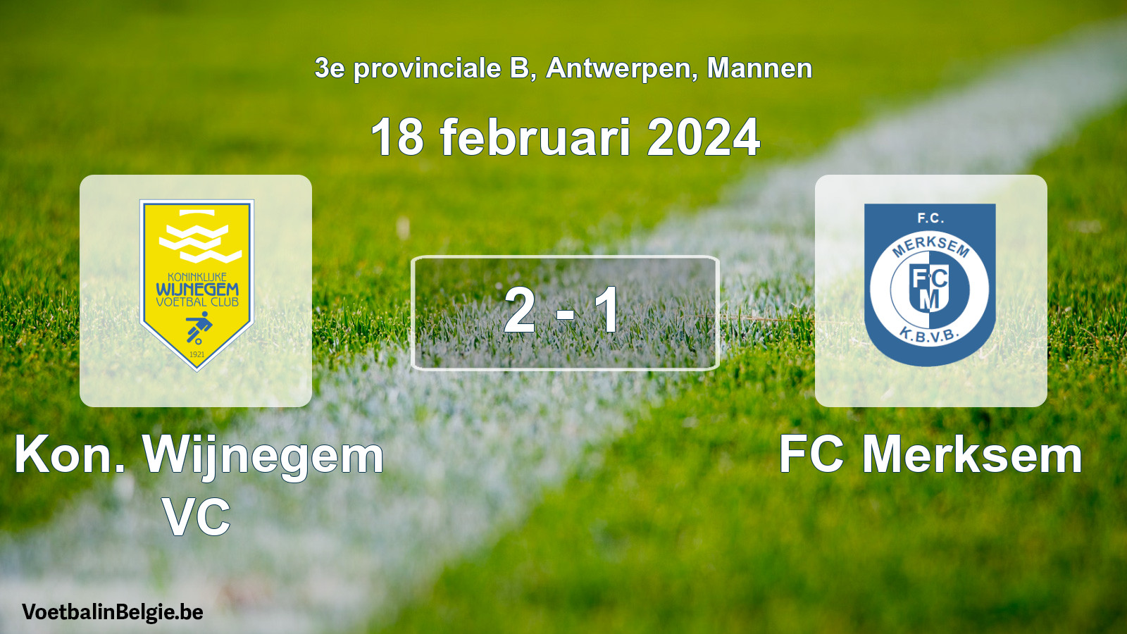 Gespeelde wedstrijd mannenvoetbal: Kon. Wijnegem VC - FC Merksem 2 - 1 (18 februari 2024)