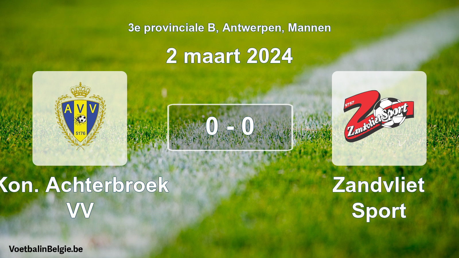 Gespeelde wedstrijd mannenvoetbal: Kon. Achterbroek VV - Zandvliet Sport 0 - 0 (2 maart 2024)
