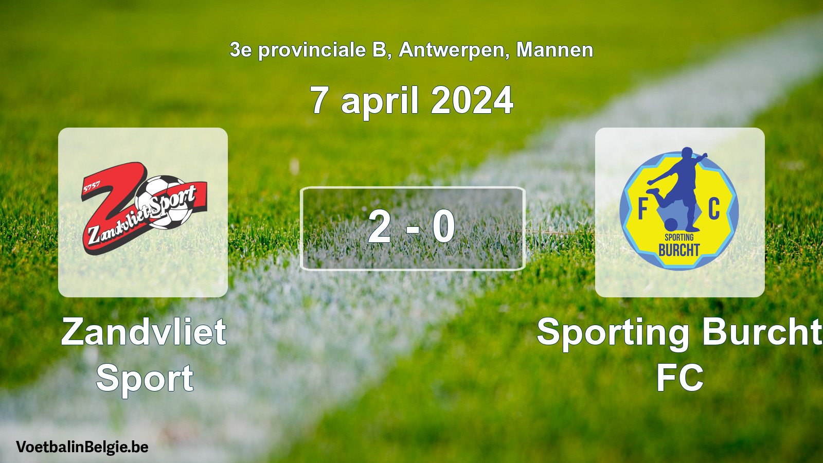 Gespeelde wedstrijd mannenvoetbal: Zandvliet Sport - Sporting Burcht FC 2 - 0 (7 april 2024)