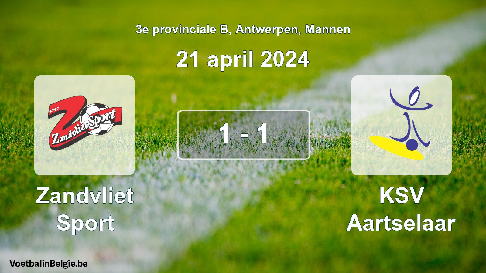 Gespeelde wedstrijd mannenvoetbal: Zandvliet Sport - KSV Aartselaar 1 - 1 (21 april 2024)