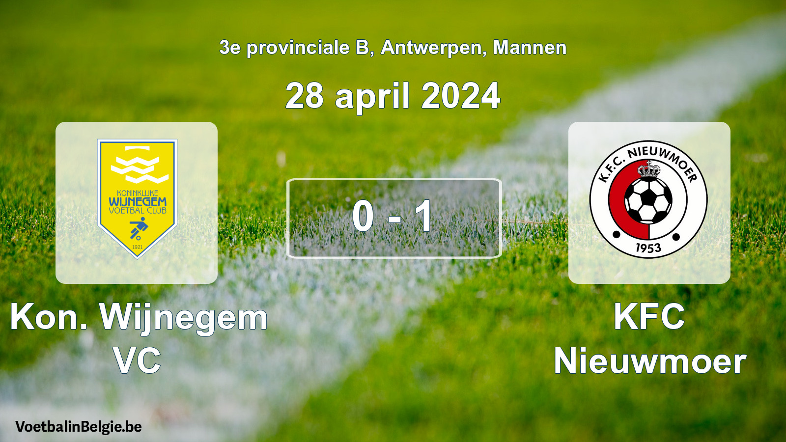 Gespeelde wedstrijd mannenvoetbal: Kon. Wijnegem VC - KFC Nieuwmoer 0 - 1 (28 april 2024)