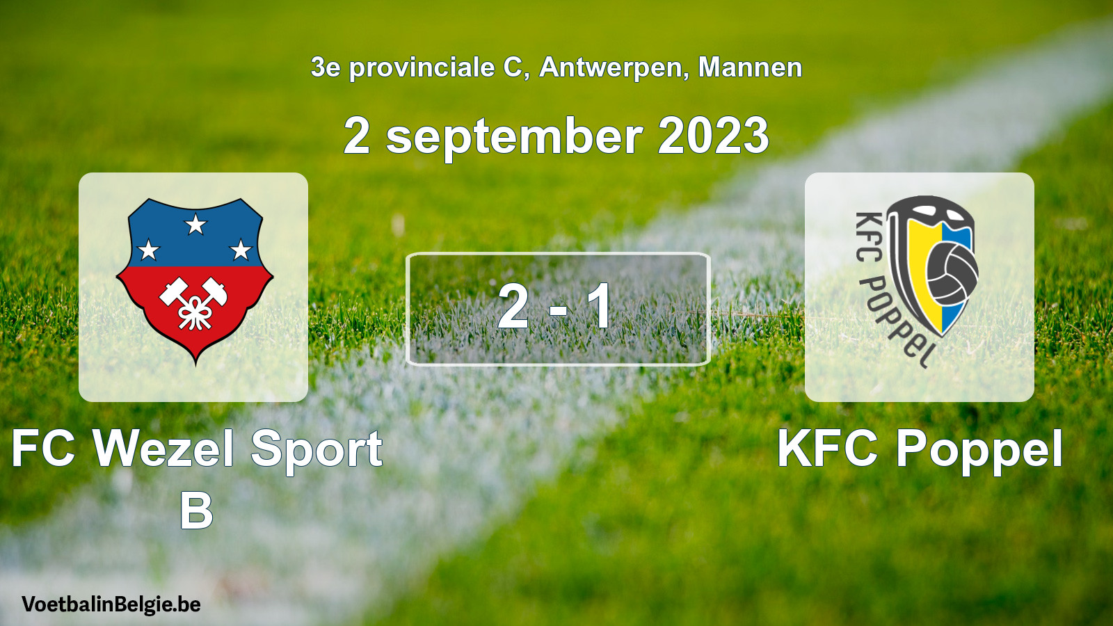 Gespeelde wedstrijd mannenvoetbal: FC Wezel Sport B - KFC Poppel 2 - 1 (2 september 2023)