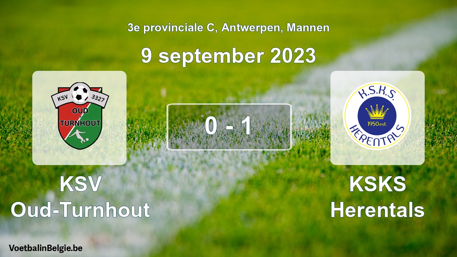 Gespeelde wedstrijd mannenvoetbal: KSV Oud-Turnhout - KSKS Herentals 0 - 1 (9 september 2023)