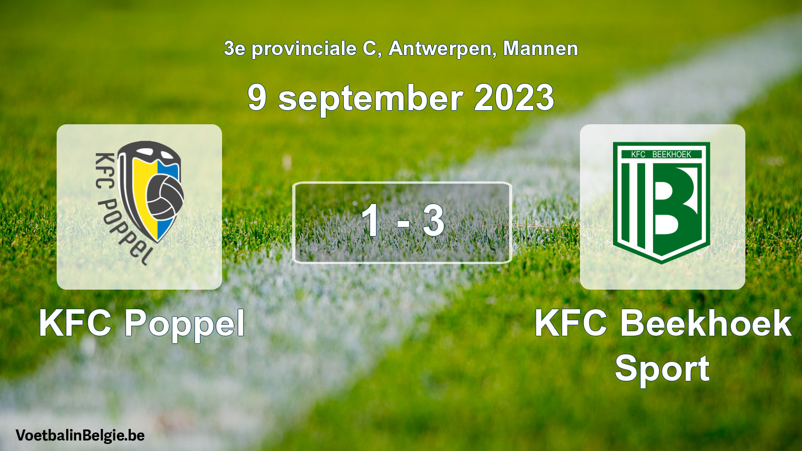 Gespeelde wedstrijd mannenvoetbal: KFC Poppel - KFC Beekhoek Sport 1 - 3 (9 september 2023)