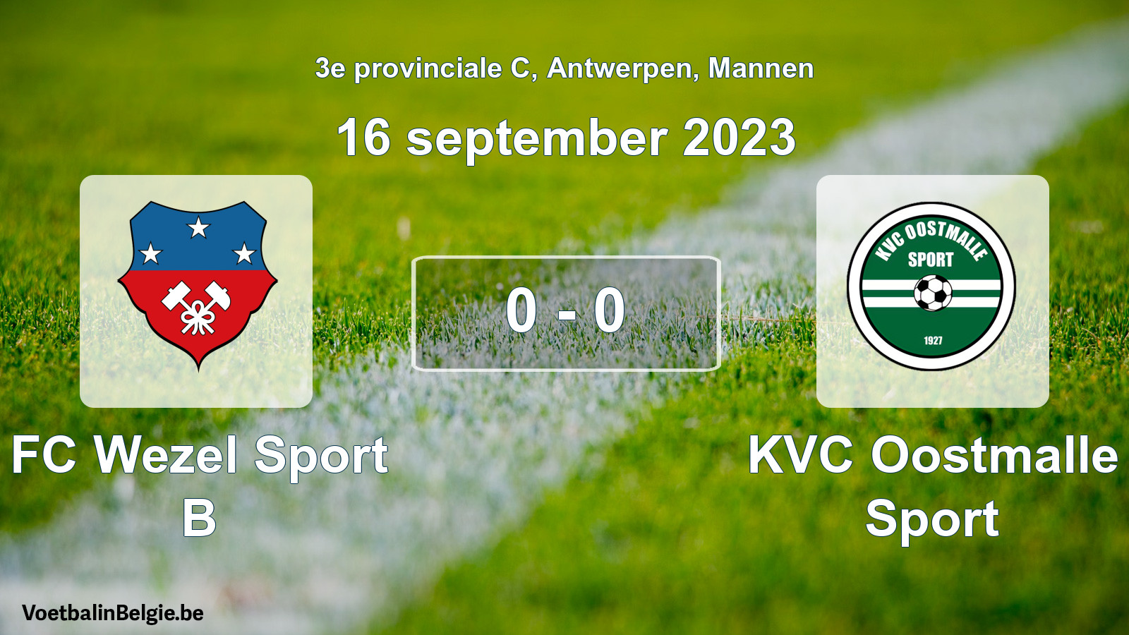 Gespeelde wedstrijd mannenvoetbal: FC Wezel Sport B - KVC Oostmalle Sport 0 - 0 (16 september 2023)