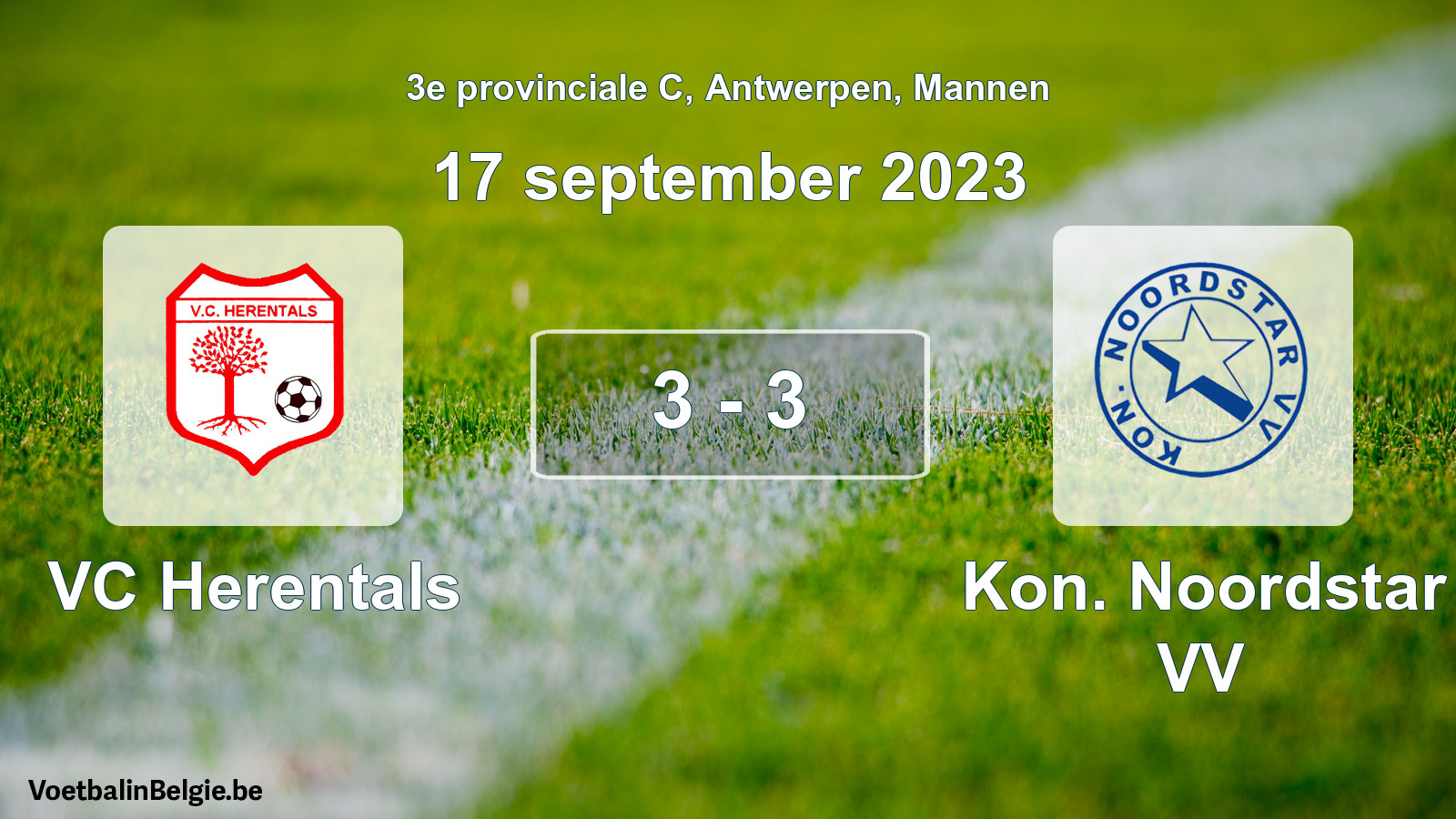 Gespeelde wedstrijd mannenvoetbal: VC Herentals - Kon. Noordstar VV 3 - 3 (17 september 2023)