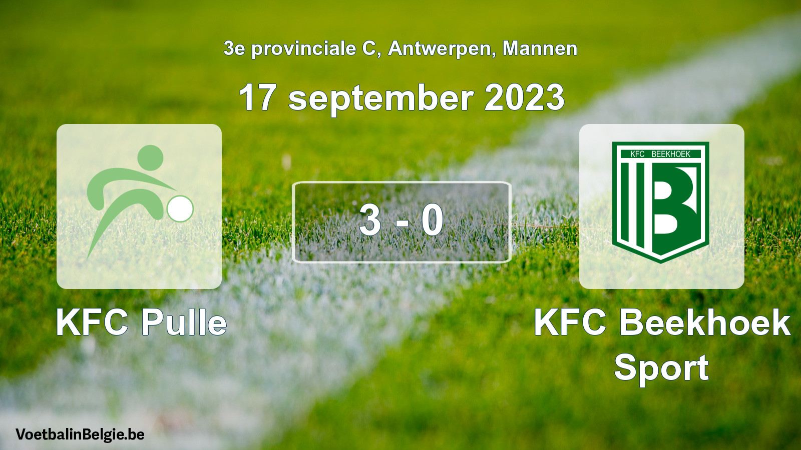 Gespeelde wedstrijd mannenvoetbal: KFC Pulle - KFC Beekhoek Sport 3 - 0 (17 september 2023)