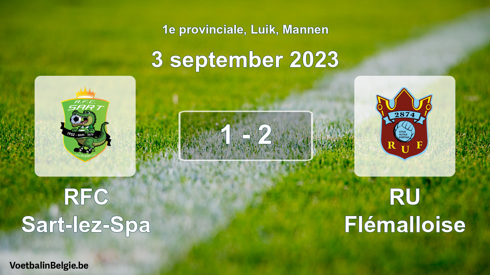 Gespeelde wedstrijd mannenvoetbal: RFC Sart-lez-Spa - RU Flémalloise 1 - 2 (3 september 2023)