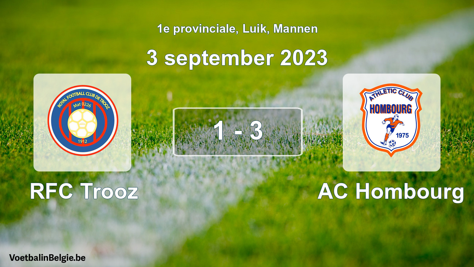Gespeelde wedstrijd mannenvoetbal: RFC Trooz - AC Hombourg 1 - 3 (3 september 2023)
