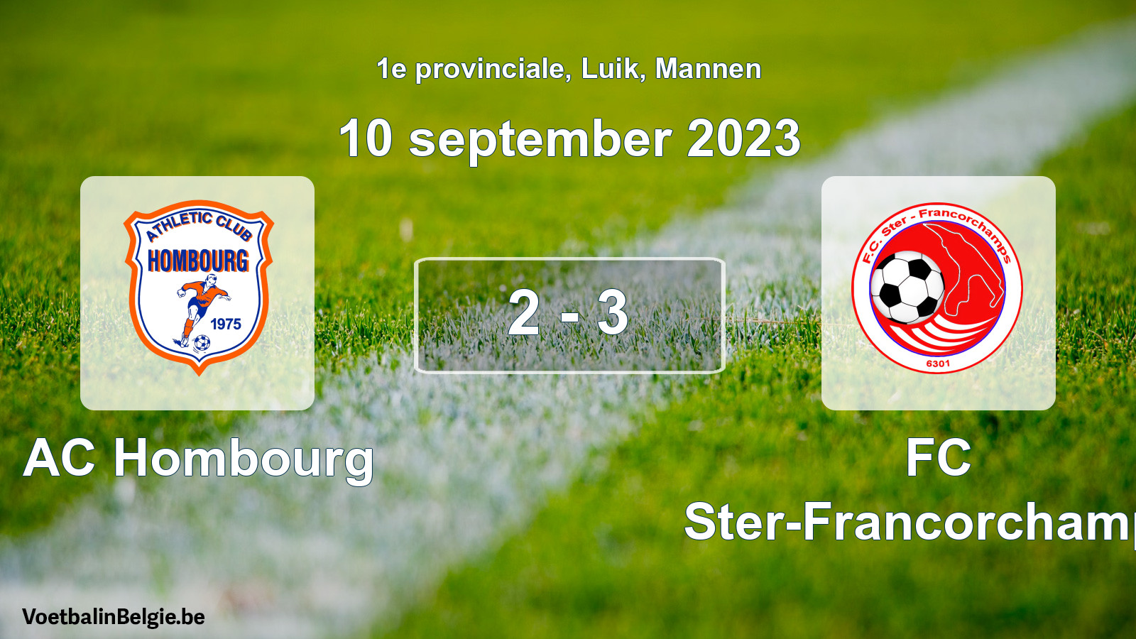 Gespeelde wedstrijd mannenvoetbal: AC Hombourg - FC Ster-Francorchamps 2 - 3 (10 september 2023)