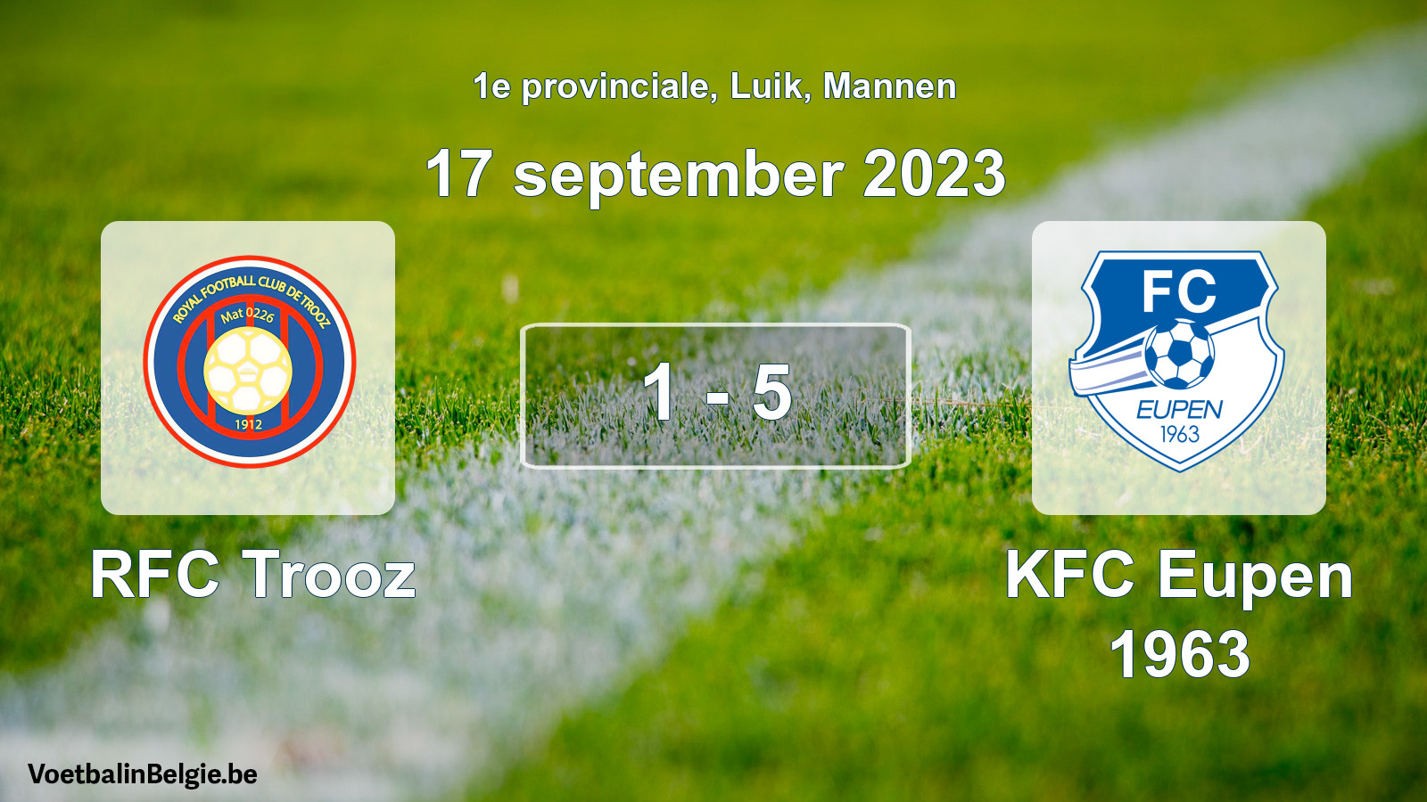 Gespeelde wedstrijd mannenvoetbal: RFC Trooz - KFC Eupen 1963 1 - 5 (17 september 2023)