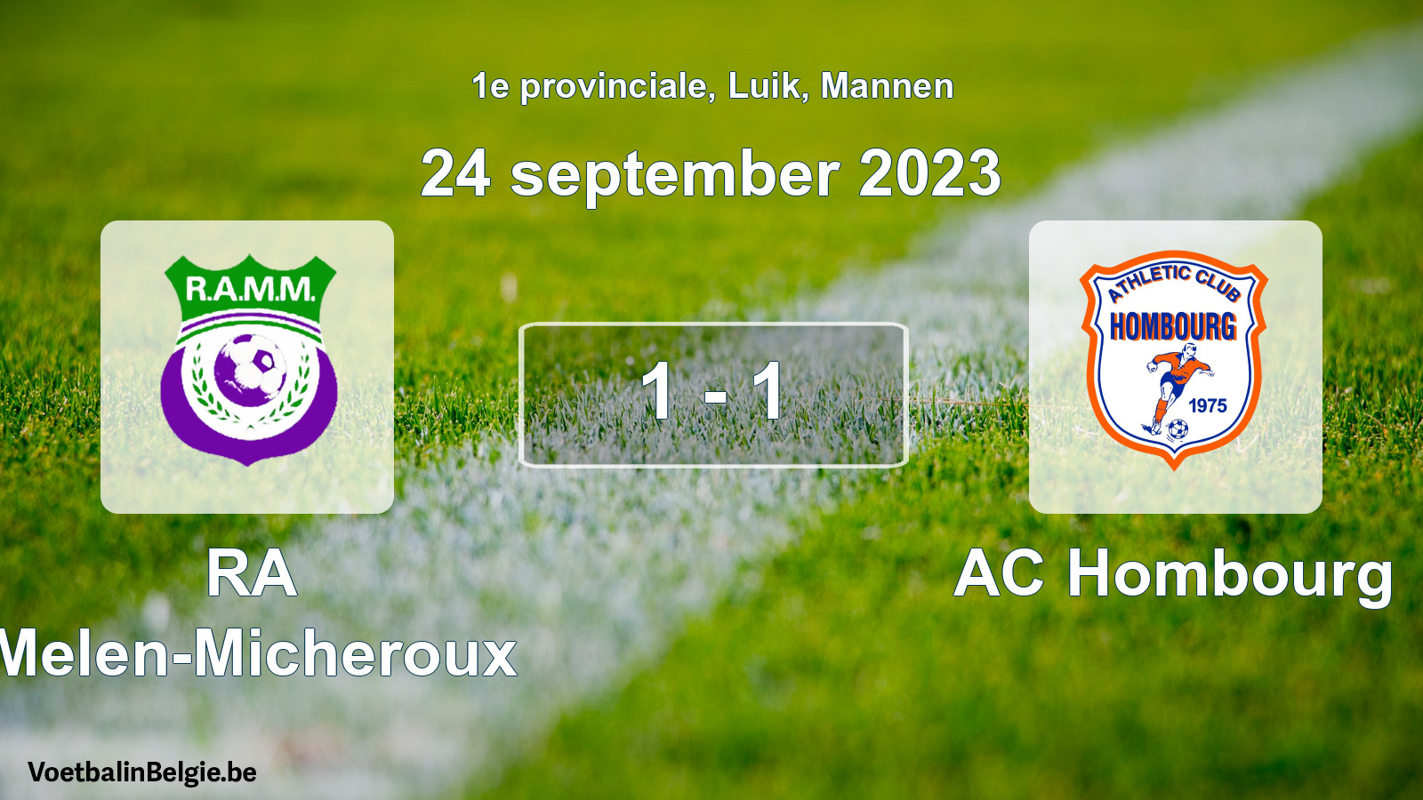 Gespeelde wedstrijd mannenvoetbal: RA Melen-Micheroux - AC Hombourg 1 - 1 (24 september 2023)