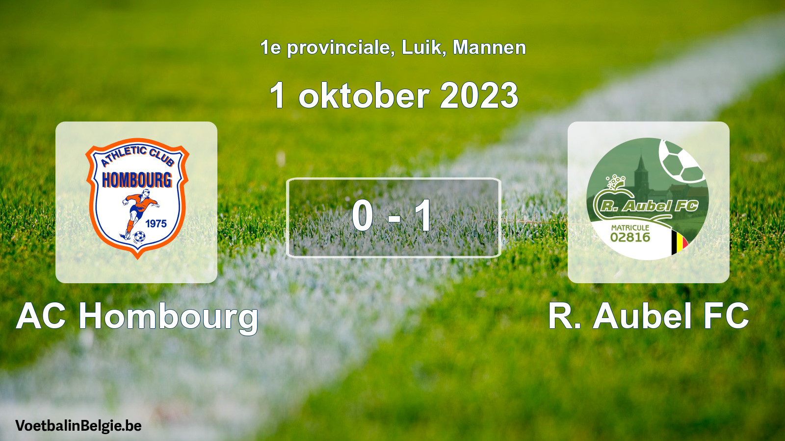 Gespeelde wedstrijd mannenvoetbal: AC Hombourg - R. Aubel FC 0 - 1 (1 oktober 2023)
