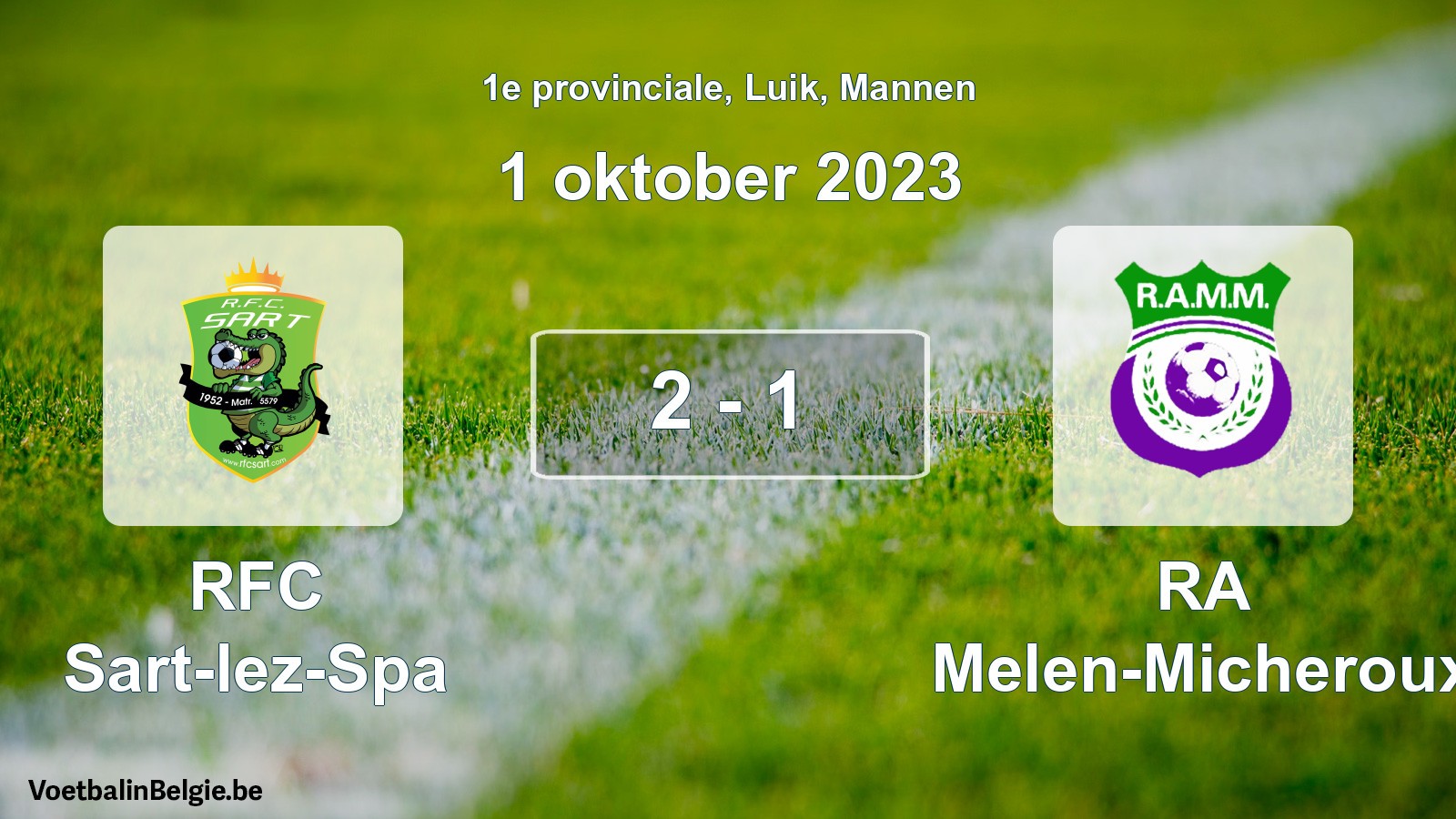 Gespeelde wedstrijd mannenvoetbal: RFC Sart-lez-Spa - RA Melen-Micheroux 2 - 1 (1 oktober 2023)